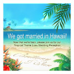 Beach Luau Hawaii Reception get names in sand Personalized Invitations
