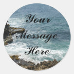 Beach Meets Ocean Round Sticker