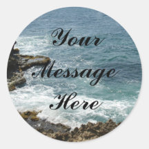 Beach Meets Ocean Round Sticker