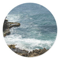 Beach Meets Ocean Round Sticker