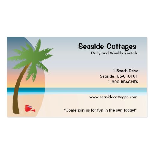 Beach or Oceanside Business Cards (front side)