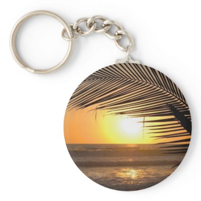 Beach Palm Sunset keychain by DEWPhotography
