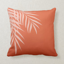 Beach Palm Tree Silhouette | coral Throw Pillow