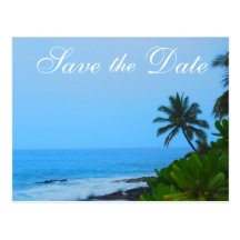 Beach Palm Tree Wedding Save the Date Postcards