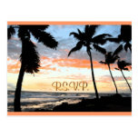 Beach Palm Trees  Wedding RSVP postcards