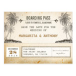 beach palms vintage boarding pass save the date post cards