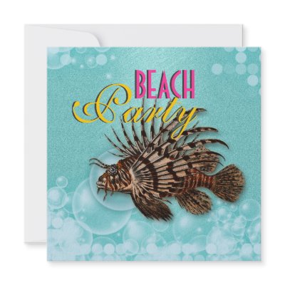 "Beach party" "any age" summer fun birthday Custom Invitations by mensgifts