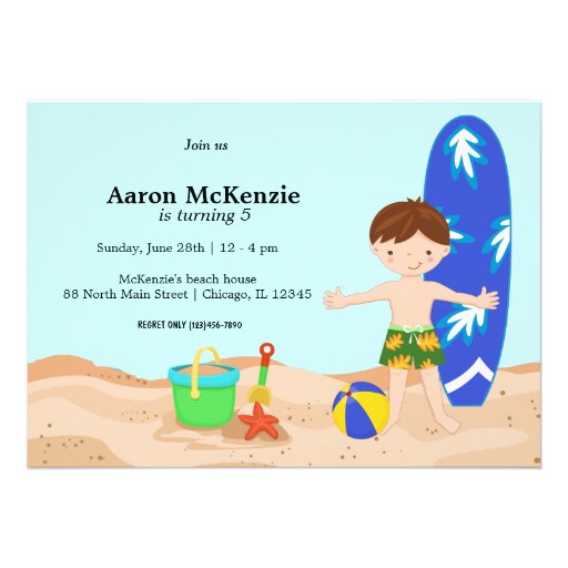 Beach party (Boy) Custom Invitation