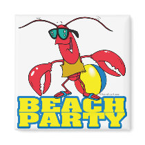 beach party cute lobster cartoon character fridge magnets