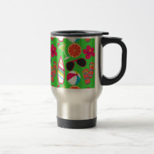Beach Party Flip Flops Sunglasses Beach Ball Green Coffee Mug