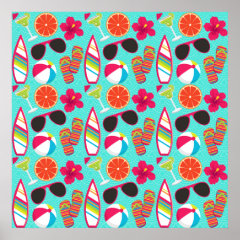 Beach Party Flip Flops Sunglasses Beach Ball Teal Print