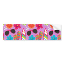 Beach Party Flip Flops Sunglasses Beachball Purple Bumper Stickers