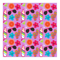 Beach Party Flip Flops Sunglasses Beachball Purple Poster