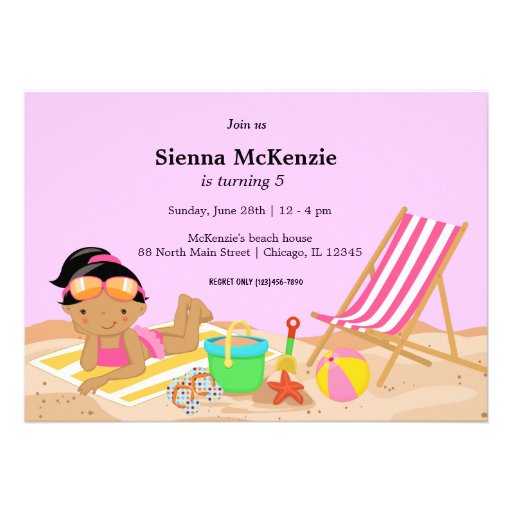 Beach Party (Girl) Custom Invitations