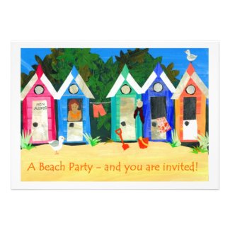 Beach Party Invitation - Beach Huts