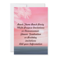 Beach Party Multi purpose Invitation Announcement invitation