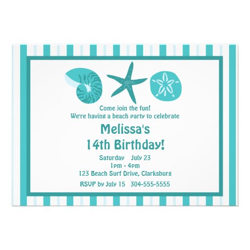 Beach Party Personalized Invitations