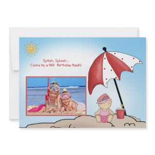 Beach Party - Photo Birthday Party Invitation