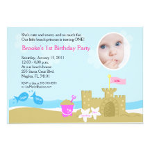 Beach Party Sand Castle 5x7 PHOTO Invitation