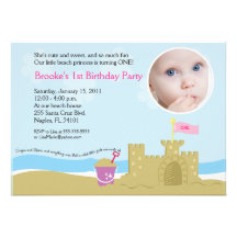 Beach Party Sand Castle 5x7 PHOTO Invitation