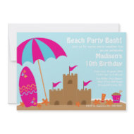 Beach Party Surfboard Swimming Birthday Invitation invitation