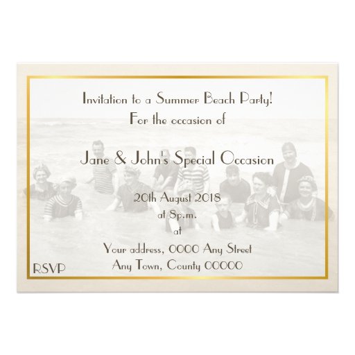 Beach Party vintage photo Personalized Announcement