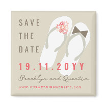 Beach Pink Flip Flops Custom Save The Date Magnet