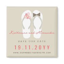 Beach Pink Flip Flops Custom Save The Date Magnet