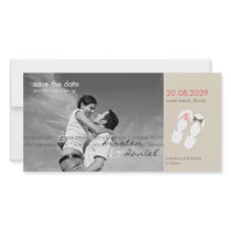 Beach Pink Flip Flops Save The Date Announcement Personalized Photo Card
