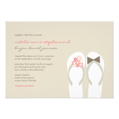 Beach Pink Flip Flops Summer Chic Wedding Invite Personalized Invitations