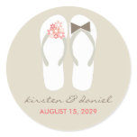 Beach Pink Flip Flops Wedding Favor Gift Sticker