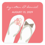 Beach Pink Flip Flops Wedding Favor Gift Sticker
