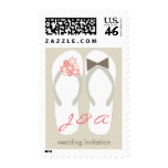 Beach Pink Flip Flops Wedding Invitation Stamps