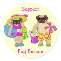 Beach Pugs Stickers - Add your own text!