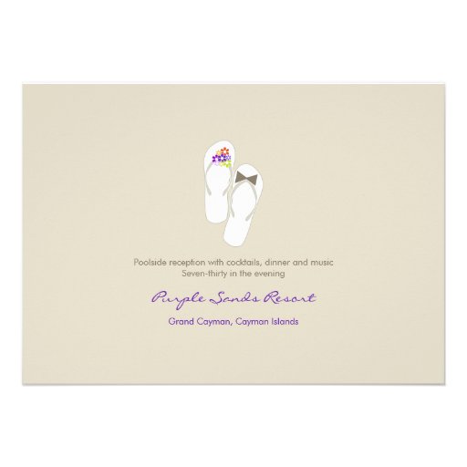 Beach Purple Daisy Flowers Flip Flops Wedding Custom Announcement