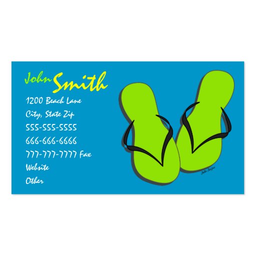 Beach Rentals Business Card (front side)