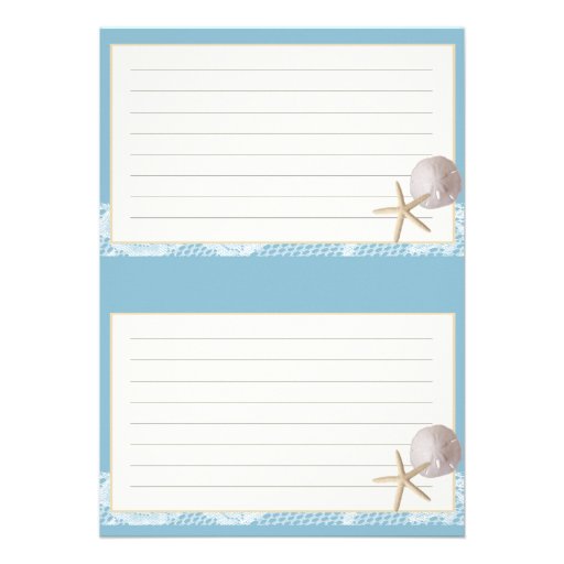 Beach Romance Recipe Cards two 3 x 5 Blue