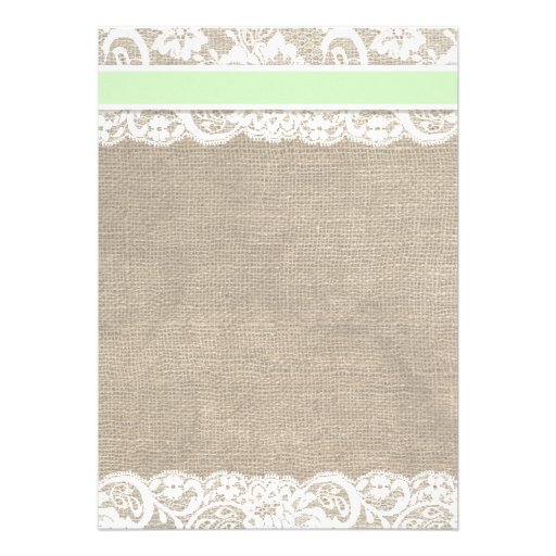 Beach Rustic Burlap Lace Wedding Invitation Green