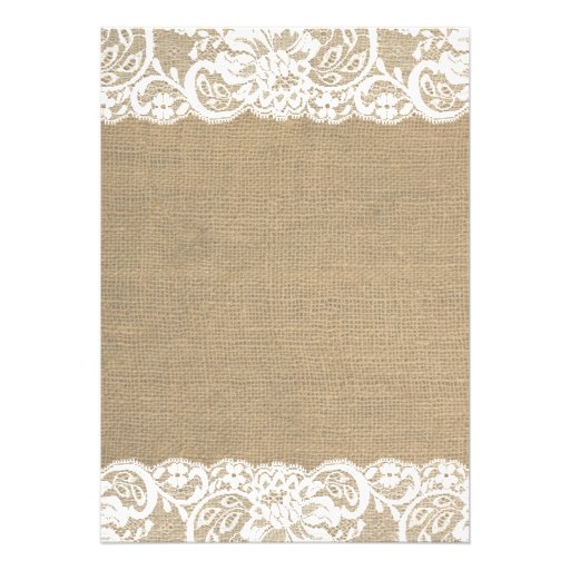 Beach Rustic Warm Burlap Lace Wedding Invitation