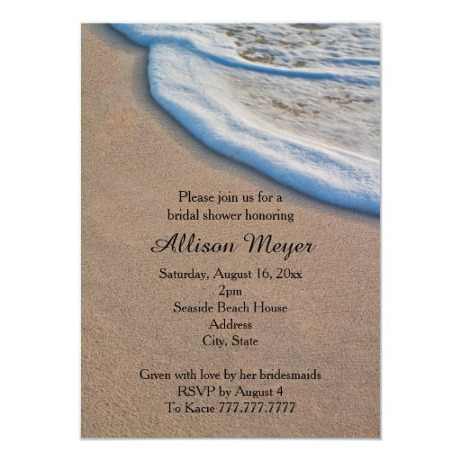 Beach Sand and Sea Foam Bridal Shower Personalized Invite