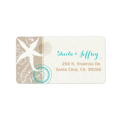 Beach Sand n Starfish Beach Wedding Label