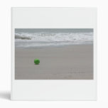 Beach, sand, waves, and green bucket binders