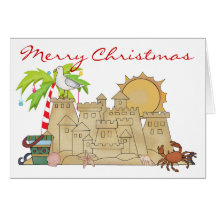 Beach Sandcastle Christmas Greeting Card