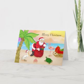 Beach Santa card