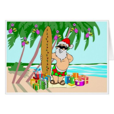 Beach Santa Greeting Cards
