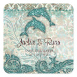 Beach Save Date Wedding Stickers Dolphins
