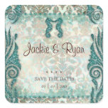 Beach Save Date Wedding Stickers Seahorse
