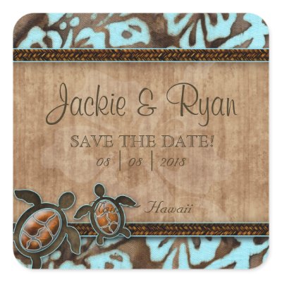 Beach Save Date Wedding Stickers Turtles by WeddingShop88