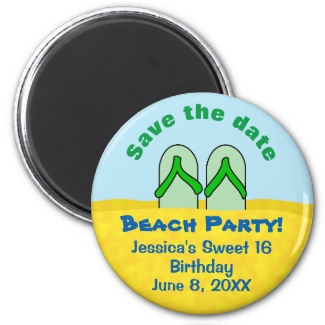 Beach Save the Date Magnet Sand Flip Flops Custom