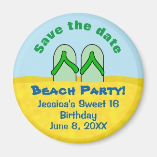 Beach Save the Date Magnet Sand Flip Flops Custom